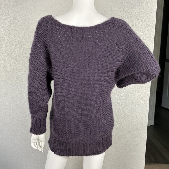 Vintage Y2K American Eagle M Sweater Chunky Knit Mohair Blend Dolman Slv Purple - Picture 2 of 4